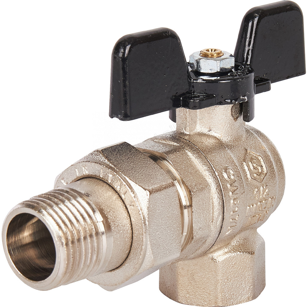 Кран Stout шаровой угловой с американкой полнопроходной бабочка 1/2" SVB-0008-000015