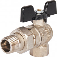 Кран Stout шаровой угловой с американкой полнопроходной бабочка 1/2" SVB-0008-000015