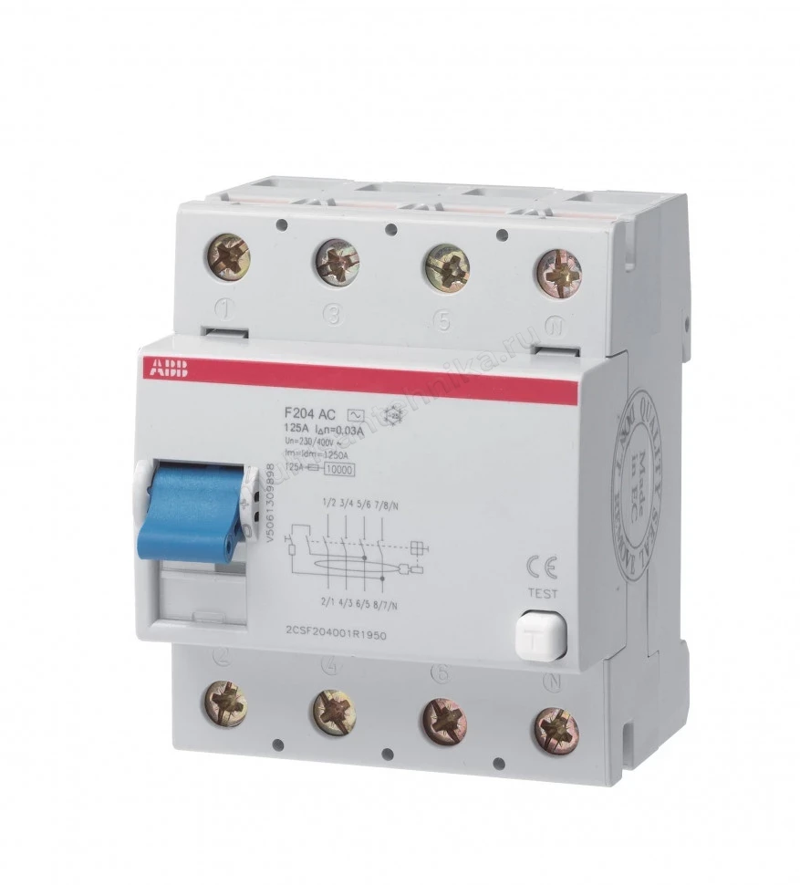 УЗО ABB 4 модуля F204  АС-125/0,3 2CSF204001R3950