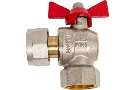 Шаровый кран VALTEC BASE угловой с накидной гайкой, 3/4 внутренняя-внутренняя VT.266.N.0505