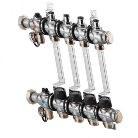 Гребенка Oventrop "Multidis SF" 1" для радиаторного отопления на 4 контура, из нерж.стали 1404554