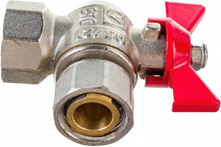Шаровый кран VALTEC BASE угловой с накидной гайкой, 1/2 внутренняя-внутренняя VT.266.N.0404