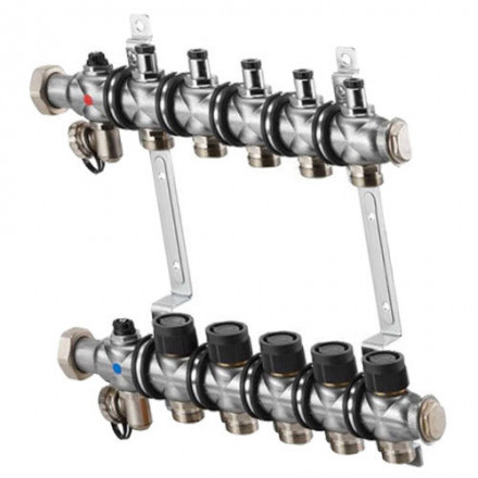 Гребенка Oventrop "Multidis SF" 1" для радиаторного отопления на 5 контуров, из нерж.стали 1404555