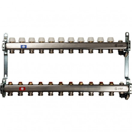 Коллектор STOUT из нерж.стали без расх-ров, с клапаном вып. воздуха и сливом 11 вых. SMS-0932-000011