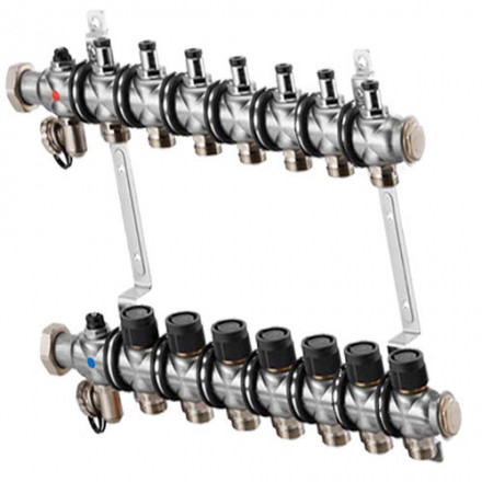 Гребенка Oventrop "Multidis SF" 1" для радиаторного отопления на 7 контуров, из нерж.стали 1404557