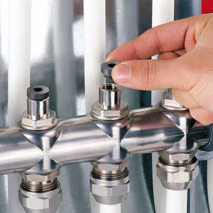 Гребенка Oventrop "Multidis SF" 1" для радиаторного отопления на 7 контуров, из нерж.стали 1404557 вид 2