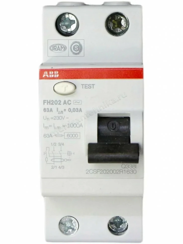 УЗО ABB 2 модуля FH202  АС-63/0,03 2CSF202002R1630