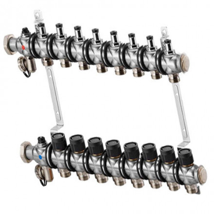 Гребенка Oventrop "Multidis SF" 1" для радиаторного отопления на 8 контуров, из нерж.стали 1404558