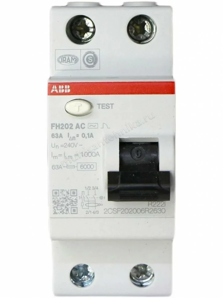 УЗО ABB 2 модуля FH202  АС-63/0,1 2CSF202006R2630
