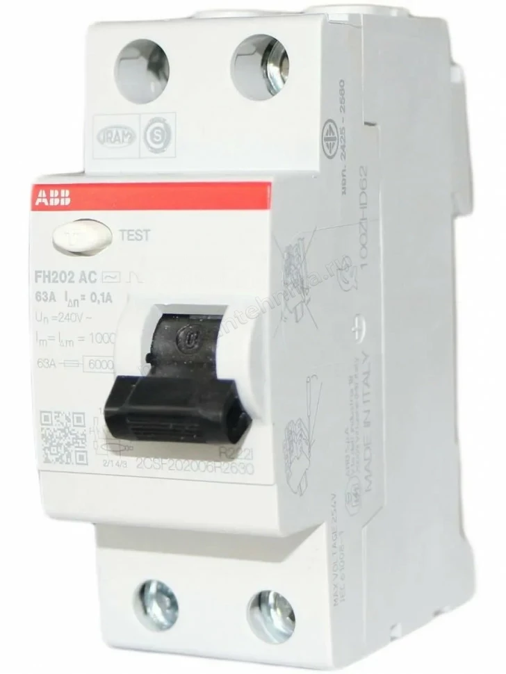 УЗО ABB 2 модуля FH202  АС-63/0,1 2CSF202006R2630