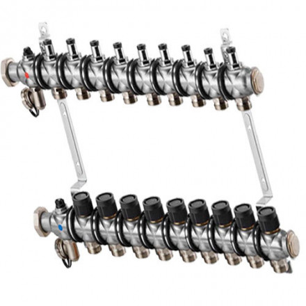 Гребенка Oventrop "Multidis SF" 1" для радиаторного отопления на 9 контуров, из нерж.стали 1404559