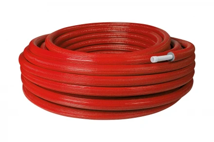 Металлопластиковая труба STOUT в красной теплоизоляции 26х3 мм (бухта 50 м) SPI-0001-052630