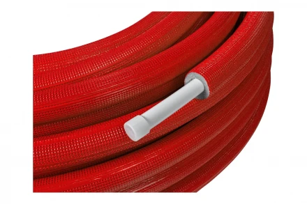 Металлопластиковая труба STOUT в красной теплоизоляции 26х3 мм (бухта 50 м) SPI-0001-052630