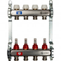 Коллектор STOUT из нержавеющей стали с расходомерами 4 вых. SMS 0917 000004