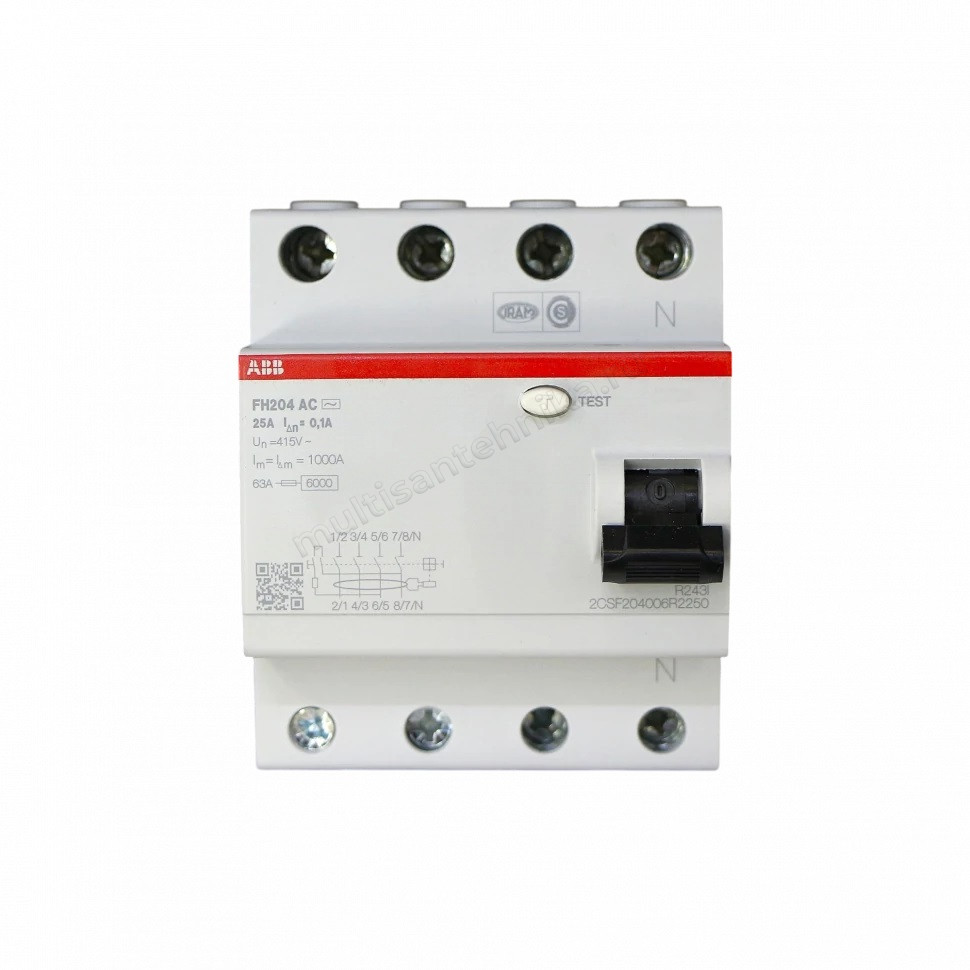 УЗО ABB 4 модуля FH204  АС-25/0,1 2CSF204006R2250