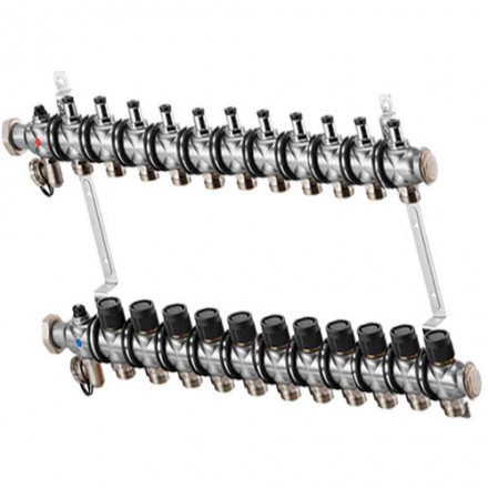 Гребенка Oventrop "Multidis SF" 1" для радиаторного отопления на 11 контуров, из нерж.стали 1404561