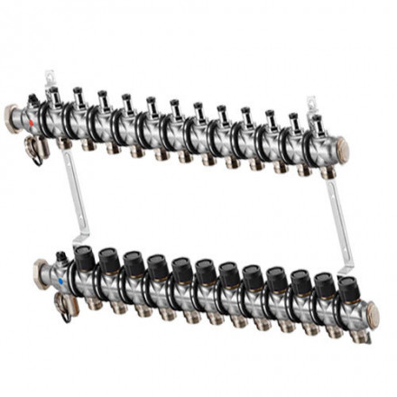 Гребенка Oventrop "Multidis SF" 1" для радиаторного отопления на 12 контуров, из нерж.стали 1404562