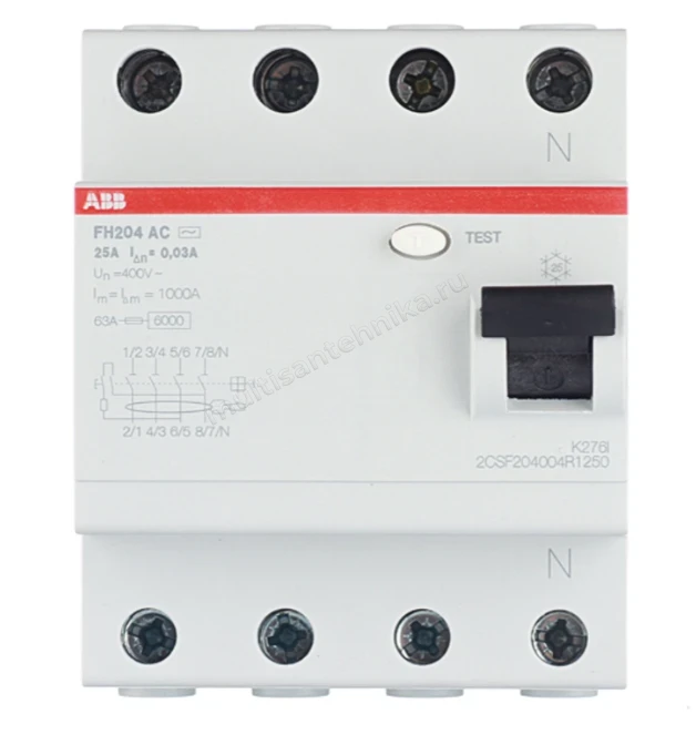 УЗО ABB 4 модуля FH204  АС-25/0,03 2CSF204004R1250