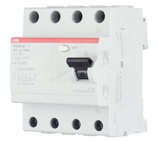 УЗО ABB 4 модуля FH204  АС-25/0,03 2CSF204004R1250