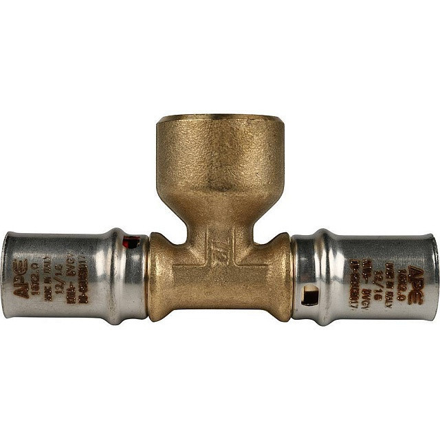 Тройник переходник STOUT с внутренней резьбой прессовой 16x1/2"x16 SFP-0007-001216