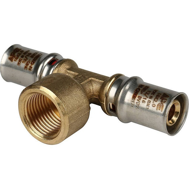 Тройник переходник STOUT с внутренней резьбой прессовой 16x1/2"x16 SFP-0007-001216