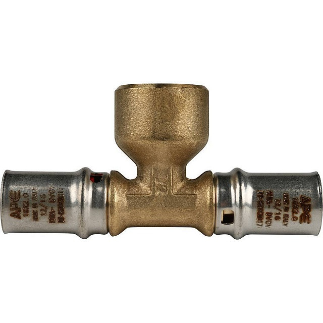 Тройник переходник STOUT с внутренней резьбой прессовой 16x1/2"x16 SFP-0007-001216