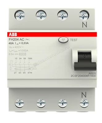 УЗО ABB 4 модуля FH204  АС-40/0,03 2CSF204004R1400