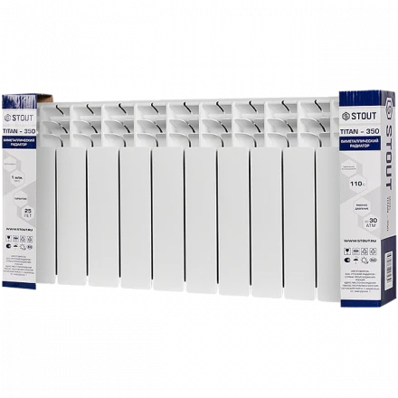 Биметаллический радиатор STOUT Titan 350 10 секции боковое подключение SRB-3310-035010