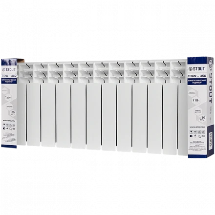 Биметаллический радиатор STOUT Titan 350 12 секции боковое подключение SRB-3310-035012