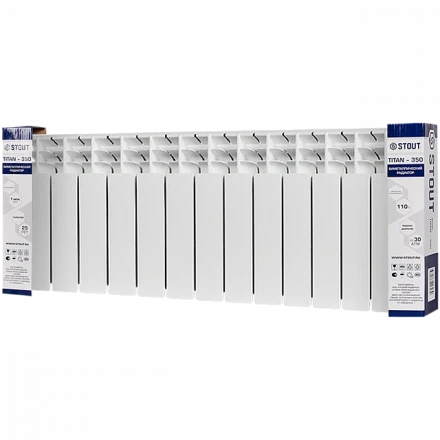 Биметаллический радиатор STOUT Titan 350 13 секции боковое подключение SRB-3310-035013