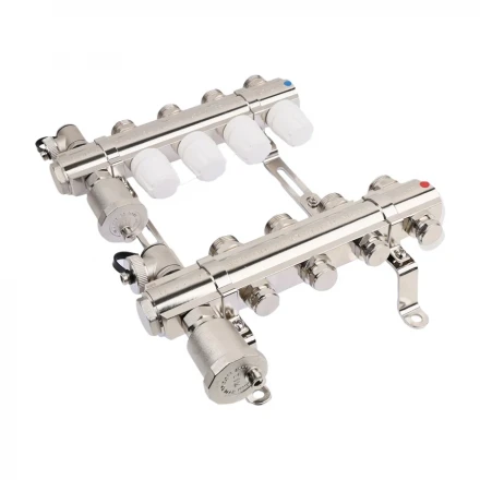 Коллекторная группа TIM без расходомеров 1"х3/4" 2 вых. латунь KB002