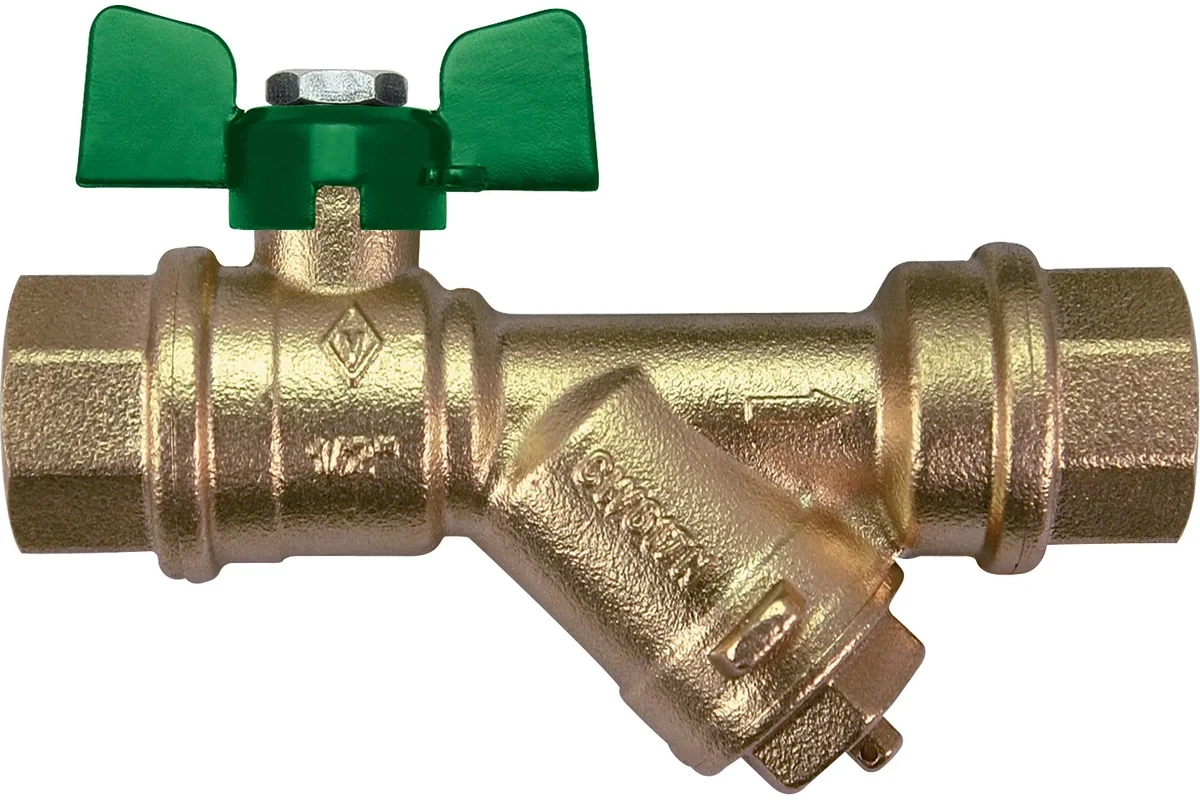 Кран шаровой для воды Bugatti с фильтром Eco Valve Rp1" DN20 PN20 741G 0741G08