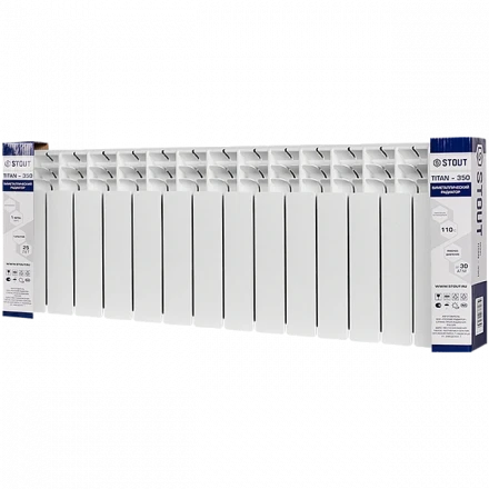 Биметаллический радиатор STOUT Titan 350 14 секции боковое подключение SRB-3310-035014