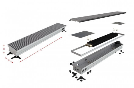 Конвектор ASKON внутрипольный водяной КВП 65/120/1100 АСКОН без вентилятора (с решеткой)