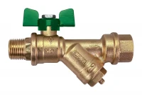 Кран шаровой для воды Bugatti с фильтром Eco Valve Rp1" x R3/4" DN20 PN20 743G 07436G25