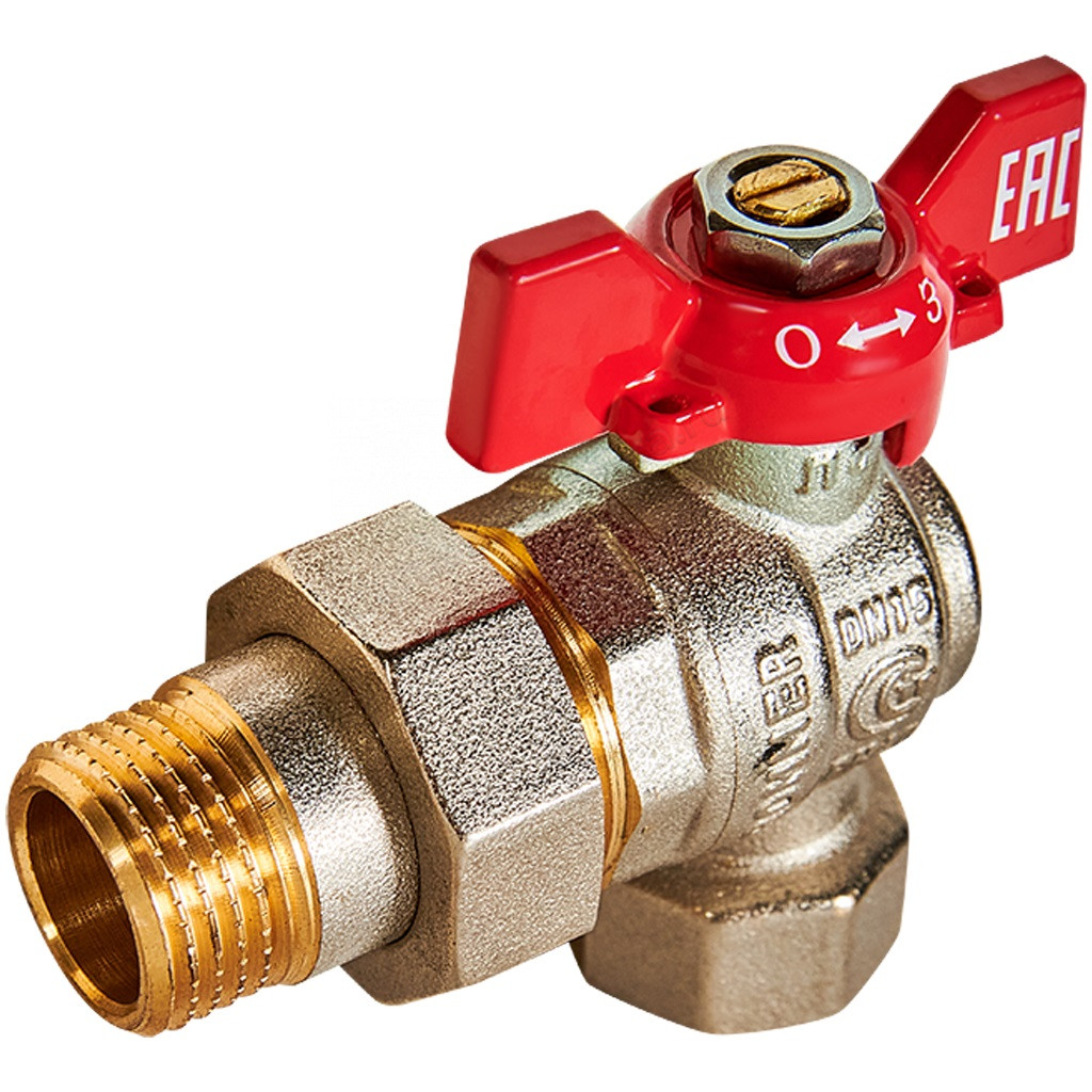 Кран Rommer шаровой 3/4" угловой с американкой ВР/НР RBV-0006-2610220