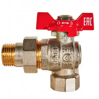 Кран Rommer шаровой 3/4" угловой с американкой ВР/НР RBV-0006-2610220