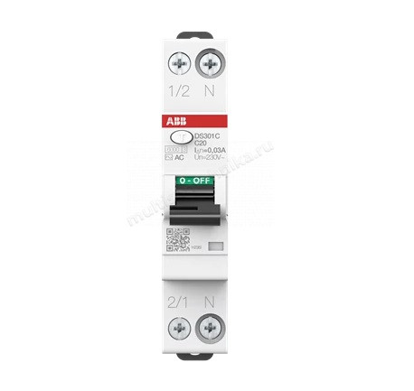 Автоматический выключатель дифференциального тока ABB DS301C С20 AC30 2CSR255063R1204