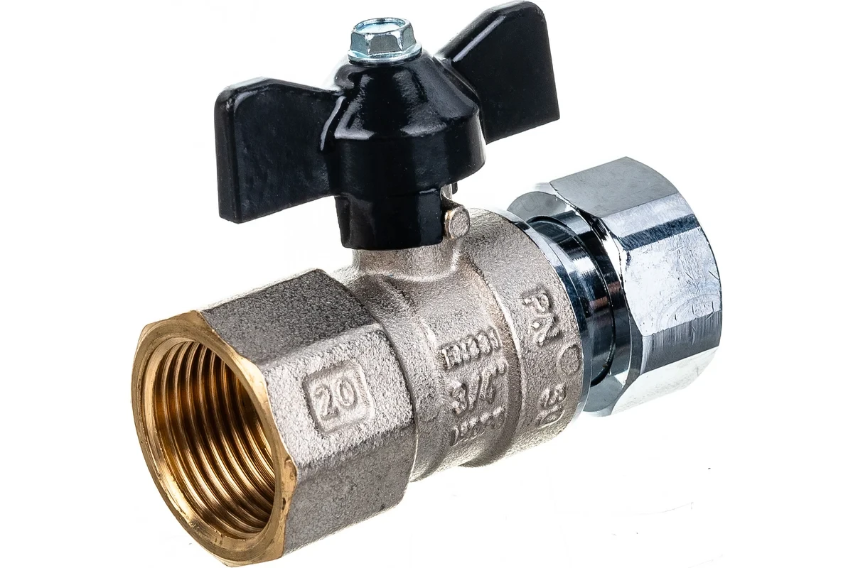 Кран Stout шаровой с накидной гайкой с прокладкой FASIT бабочка 3/4" SVB-0009-000020
