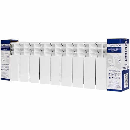 Биметаллический радиатор STOUT Titan 200 11 секции боковое подключение SRB-3310-020011