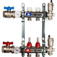 Коллектор STOUT из нержавеющей стали в сборе с расходомерами 2 вых. SMS 0907 000002