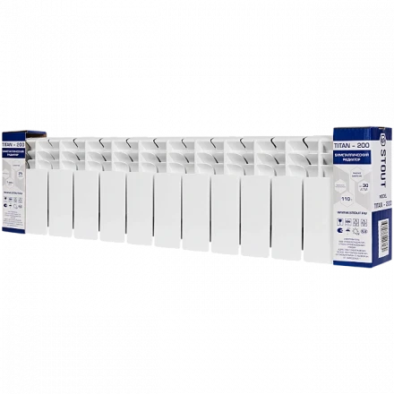 Биметаллический радиатор STOUT Titan 200 13 секции боковое подключение SRB-3310-020013