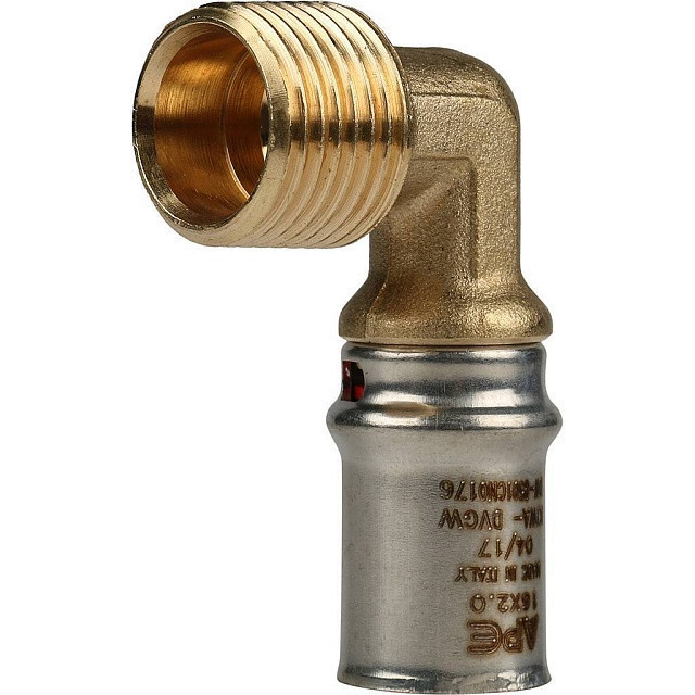 Угольник переходник STOUT 90° прессовой с наружной резьбой 1/2"x16 SFP-0011-001216
