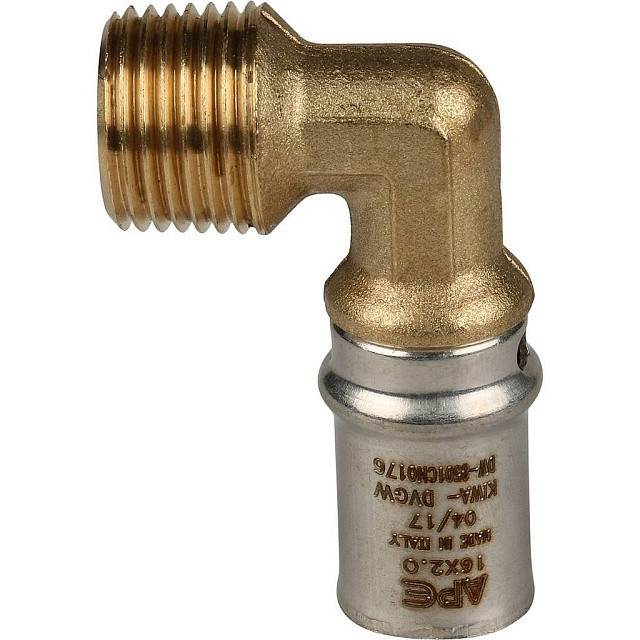 Угольник переходник STOUT 90° прессовой с наружной резьбой 1/2"x16 SFP-0011-001216