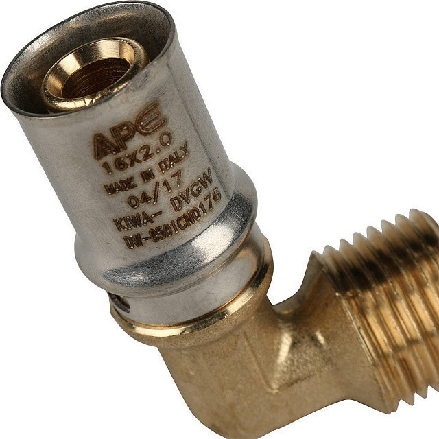 Угольник переходник STOUT 90° прессовой с наружной резьбой 1/2"x16 SFP-0011-001216