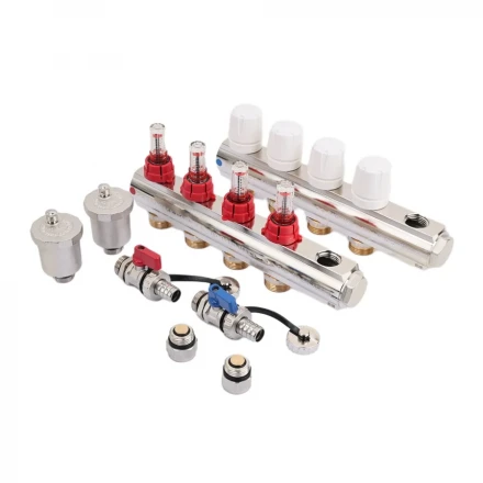 Коллекторная группа TIM со встр. расходомерами латунь 1"х3/4" 2 вых. KC002 вид 5