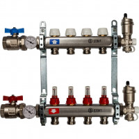 Коллектор STOUT из нержавеющей стали в сборе с расходомерами 4 вых. SMS 0907 000004