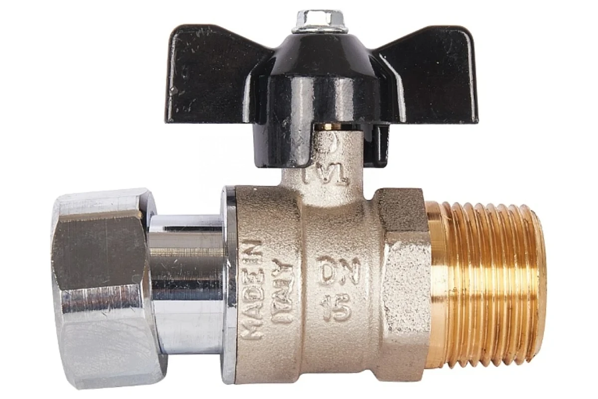 Кран Stout шаровой с накидной гайкой с прокладкой FASIT бабочка 3/4" SVB-1009-000020