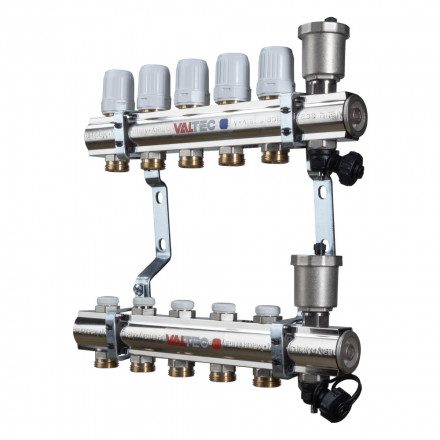 Коллекторная группа с регулирующими и балансировочными клапанами в сборе 1"х3/4" евроконус 7 вых. латунь Valtec VTc.594.EMNX.0607