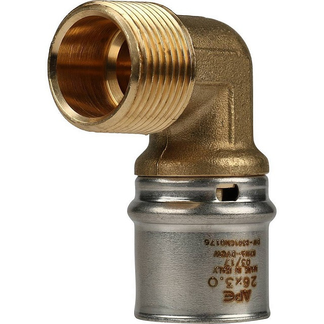 Угольник переходник STOUT 90° прессовой с наружной резьбой 3/4"x26 SFP-0011-003426